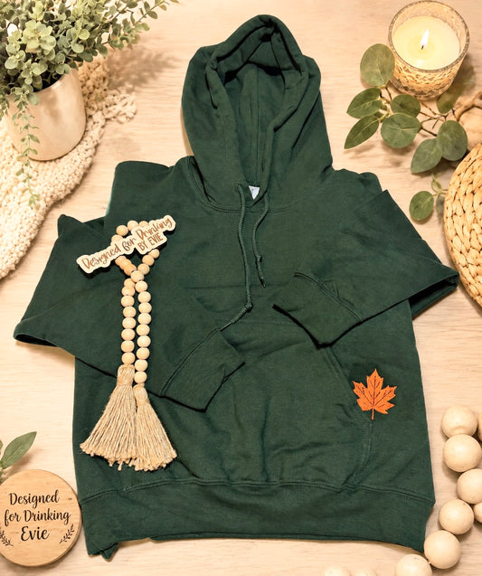 Embroidered maple leaf hoodie