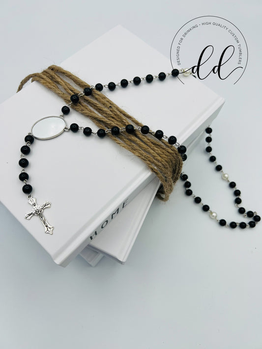 z CUSTOM-sublimation rosary photo necklace